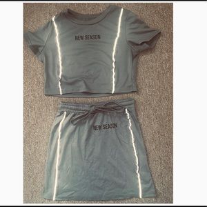Side Reflectors Crop Top & Skirt Set